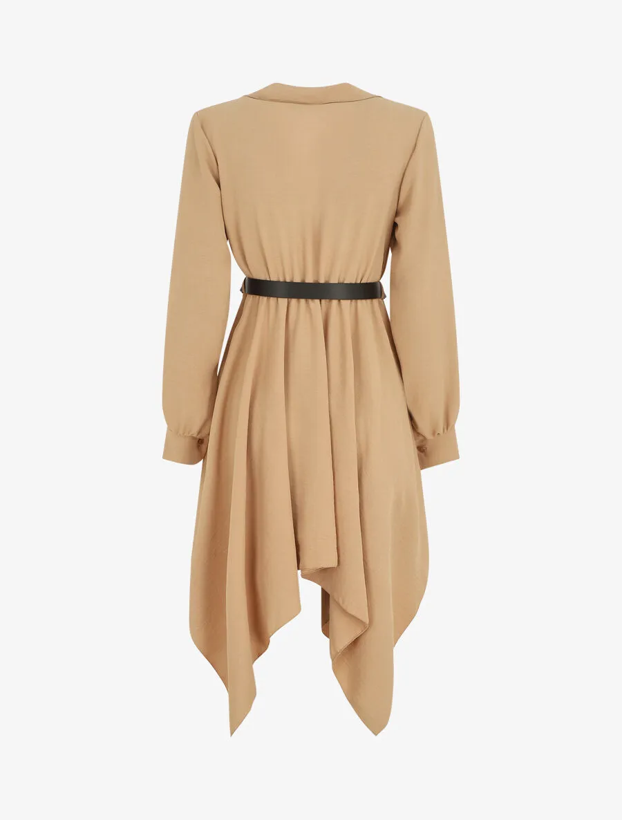 Robe longue asymétrique unie - Camel