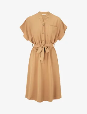 Robe mi-longue élastiquée - Camel