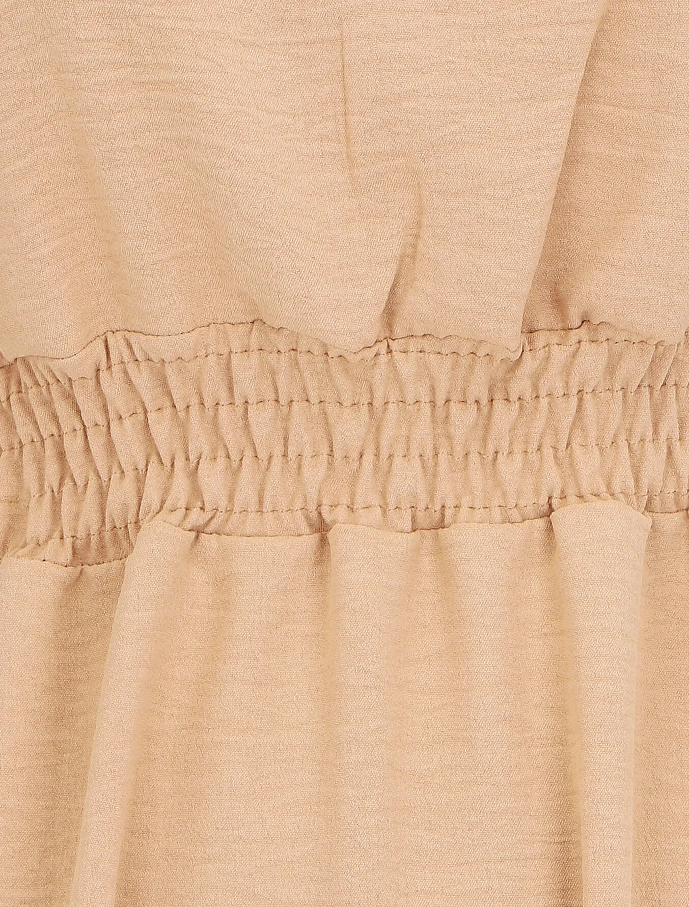 Robe uni à taille élastiquée - Camel