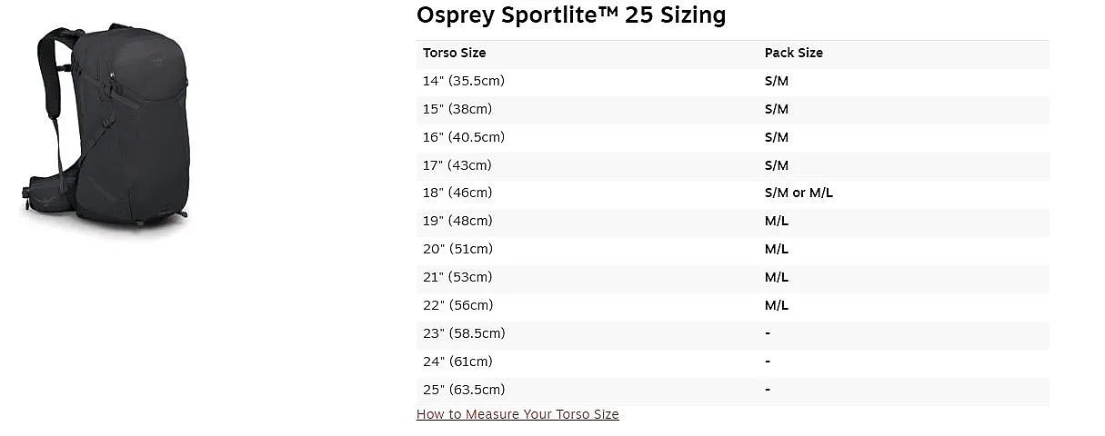 sac à dos Osprey Sportlite M/L - Dark Charcoal Grey