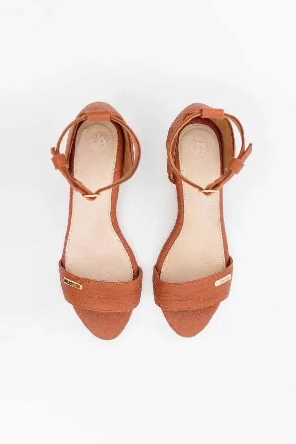 Sandales à talons en cuir vegan camel - Chicago