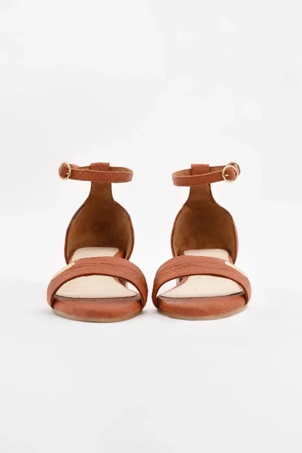 Sandales à talons en cuir vegan camel - Chicago