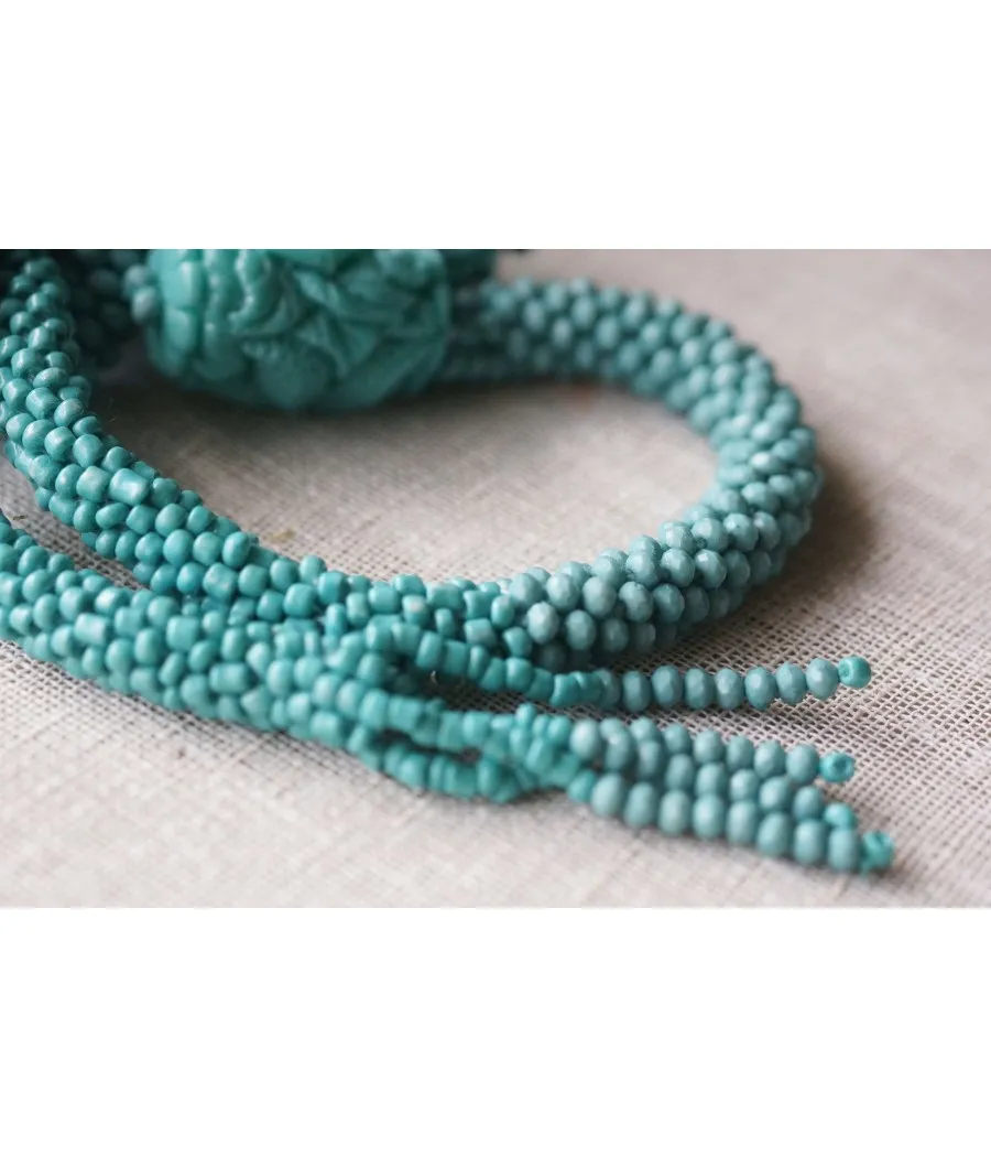 SANTAIA POCHETTE TRESSES DE JUTE TURQUOISE LANIERE PERLES BOHÊME CHIC