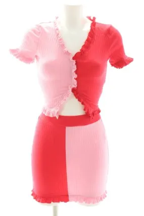 SheIn Ensemble tissé rose-rouge élégant