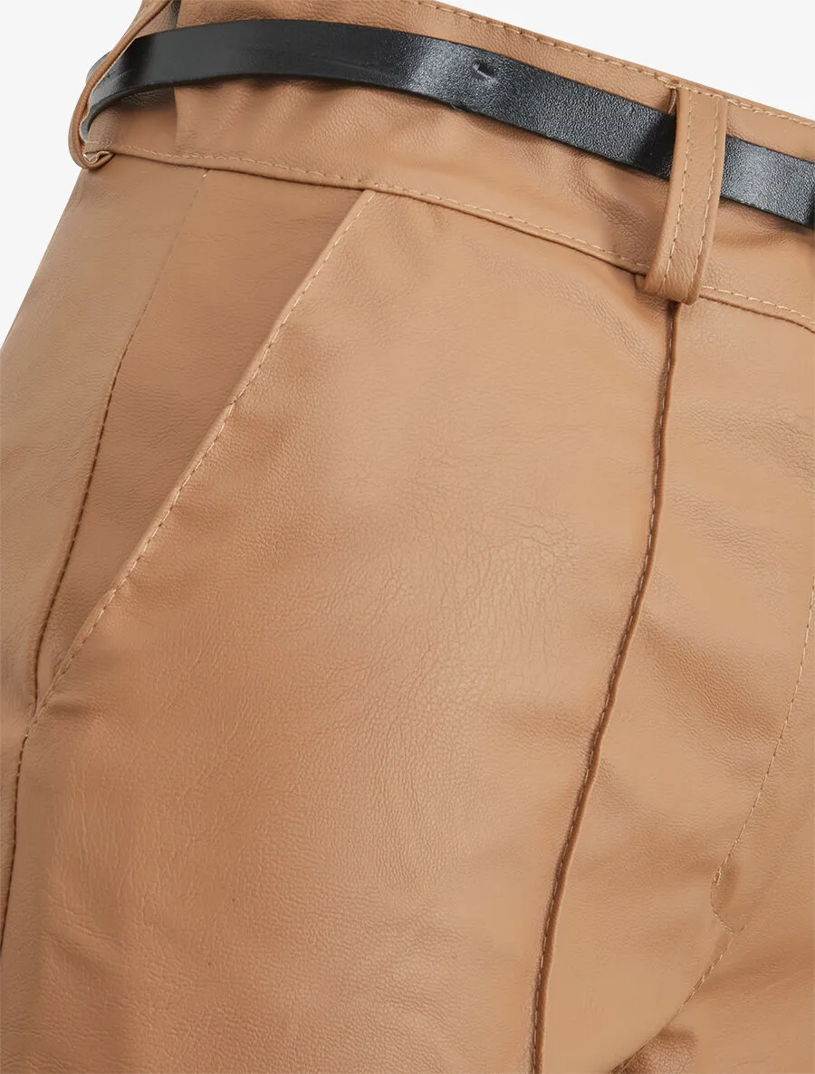 Short en simili à revers - Camel