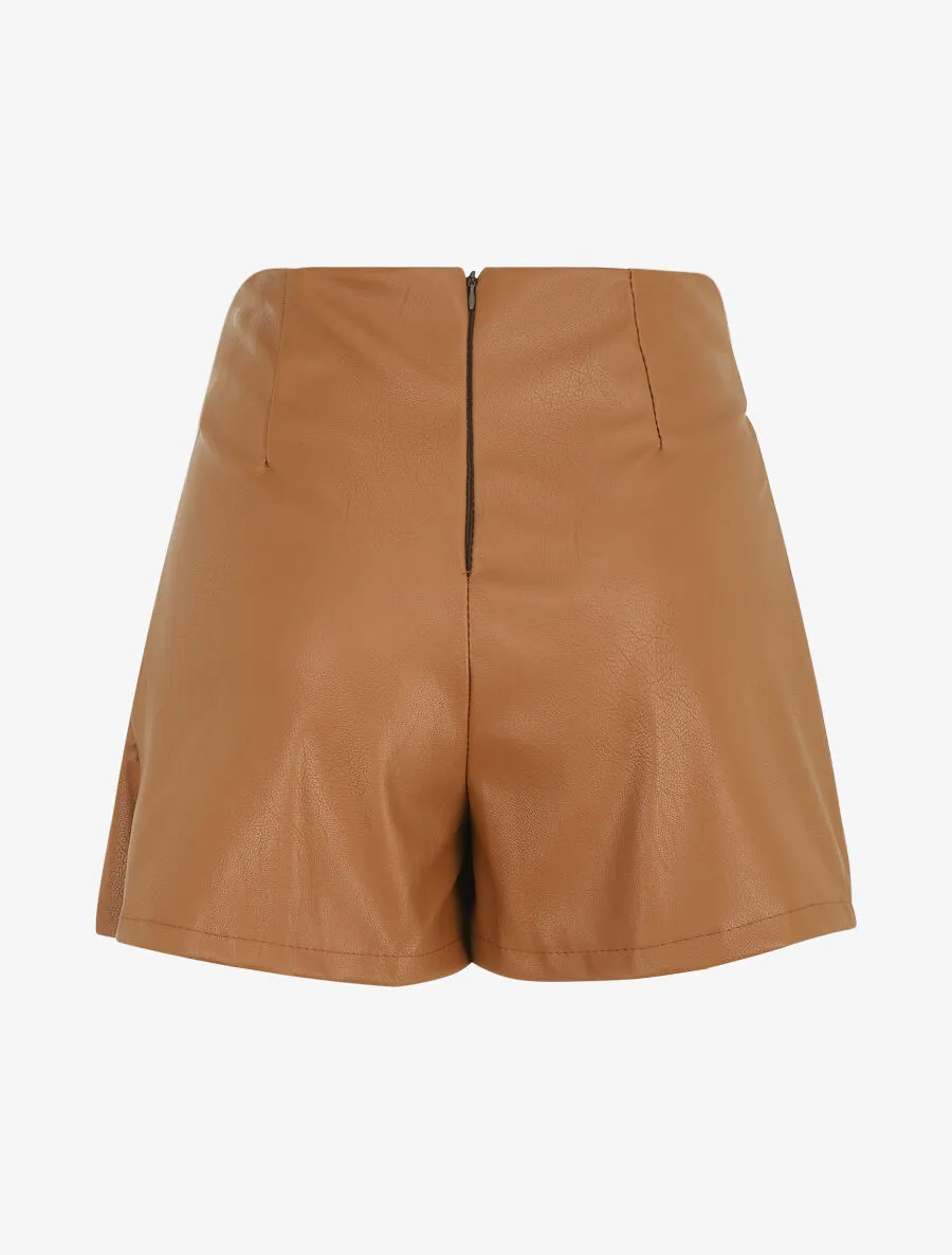 Short en simili trompe l'oeil - Camel