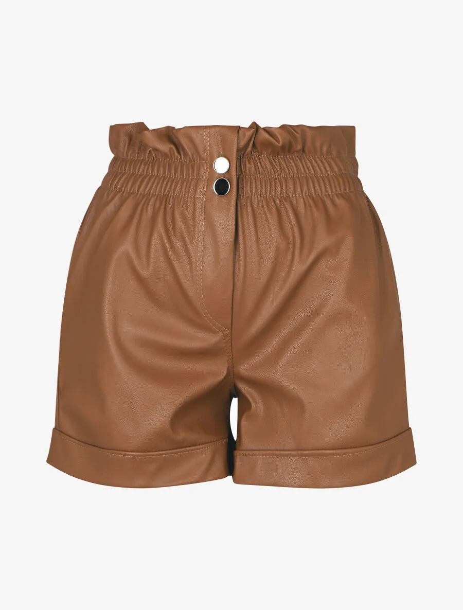 Short paperbag en simili - Camel