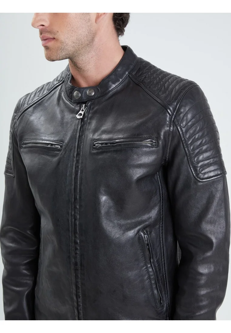 Stirling - Blouson cuir motard homme