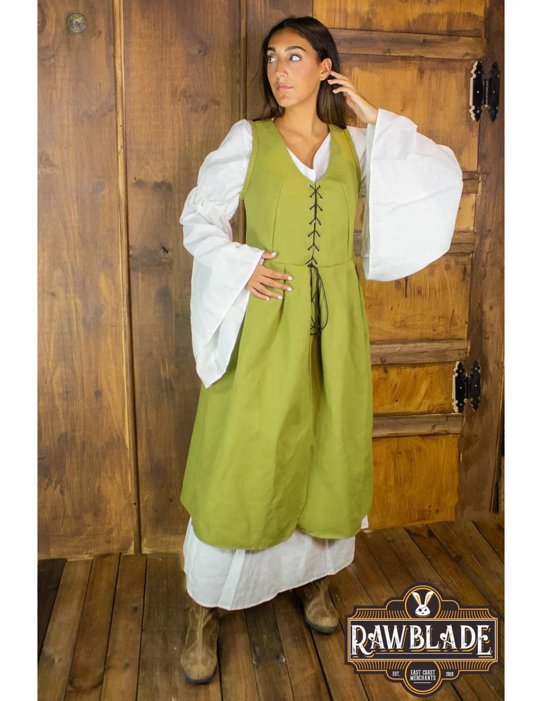 Surcot médiéval Marketta pour femme - Vert ⚔️ Boutique Épées