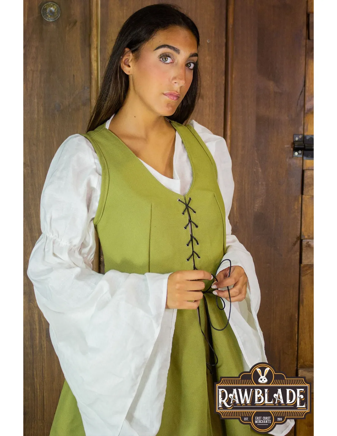 Surcot médiéval Marketta pour femme - Vert ⚔️ Boutique Épées