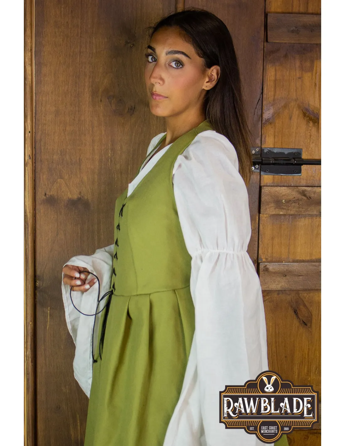 Surcot médiéval Marketta pour femme - Vert ⚔️ Boutique Épées