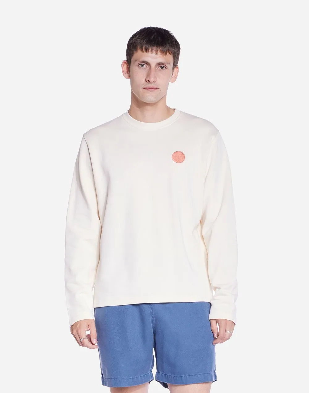 Sweat brodé en coton bio | écru "lip ivory" homme - Olow