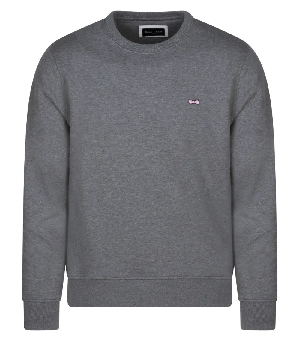 Sweat coupe droite Eden Park en coton gris col rond