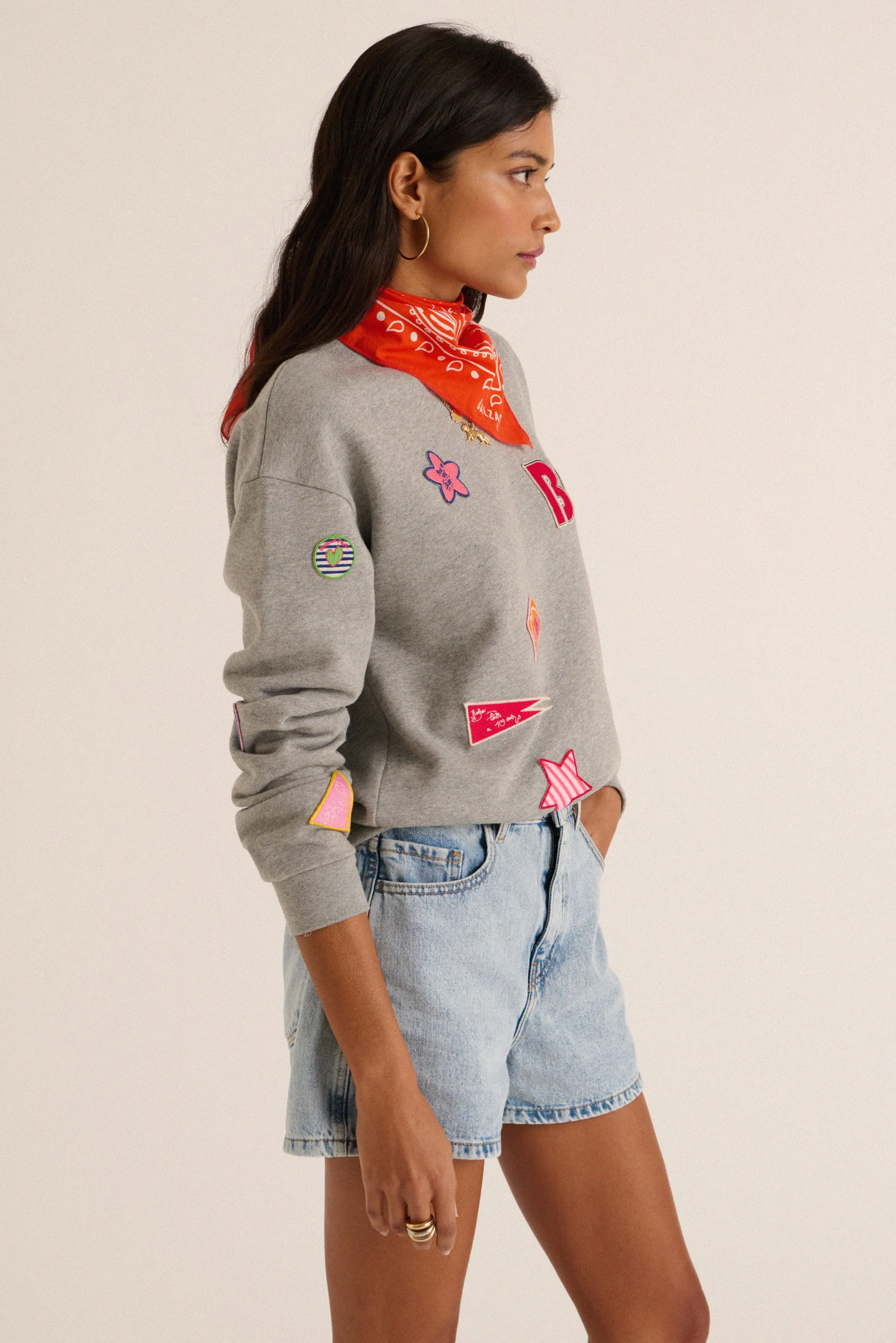 Sweat-shirt Harlow Patch gris