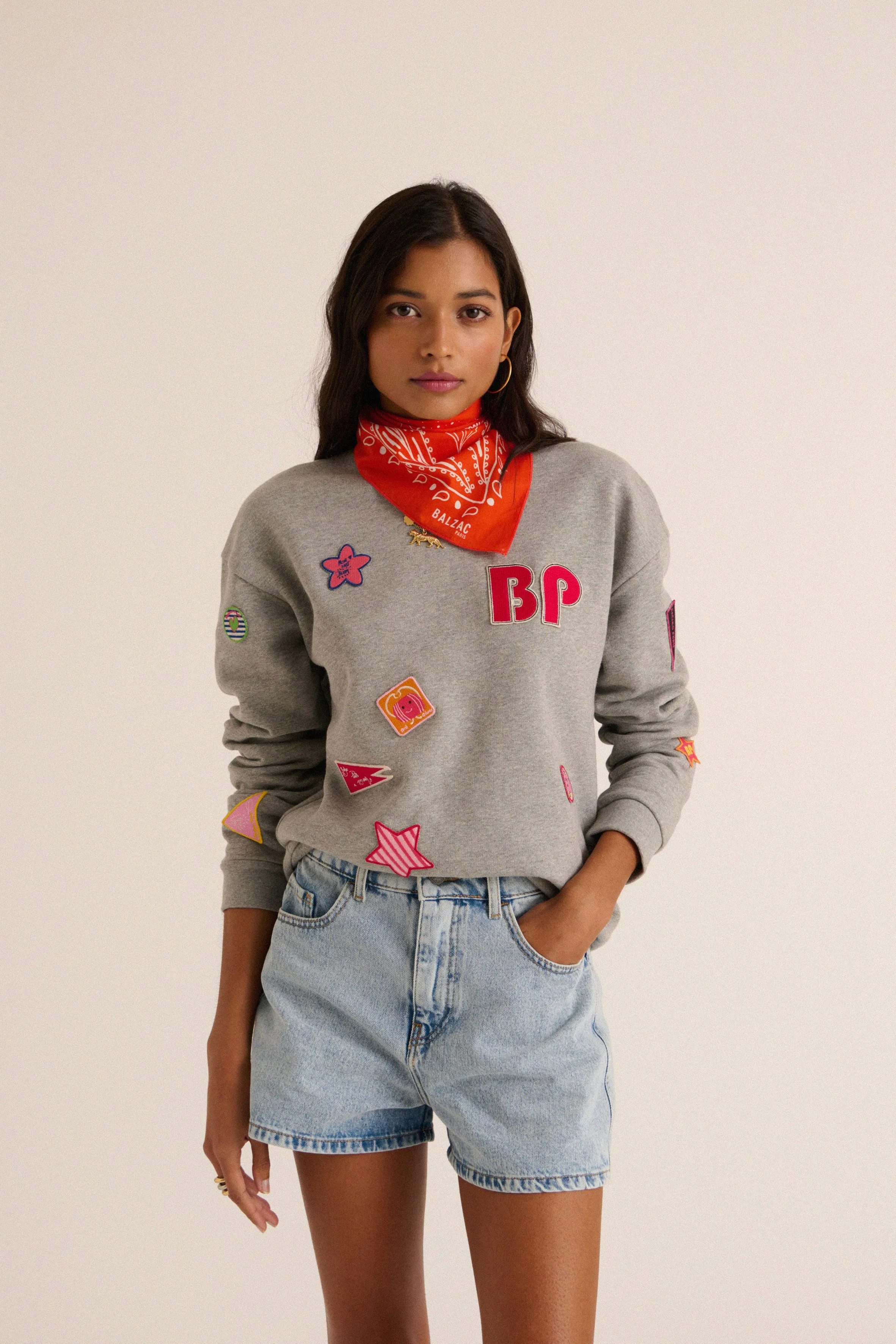 Sweat-shirt Harlow Patch gris