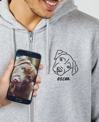 Sweatshirt homme Animal brodé à la main