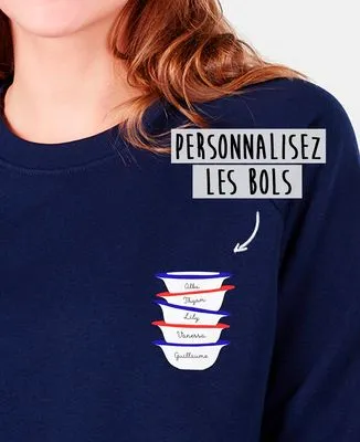 Sweatshirt homme Bols et prénom imprimé personnalisé