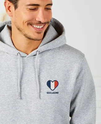 Sweatshirt homme Coeur tricolore brodé personnalisé