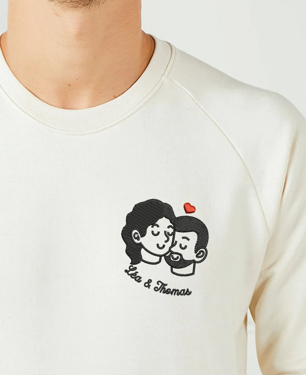 Sweatshirt homme Couple amoureux brodé personnalisé