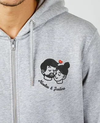 Sweatshirt homme Couple amoureux brodé personnalisé