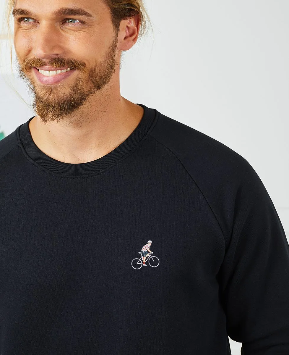 Sweatshirt homme Cycliste blanc et rouge (brodé)