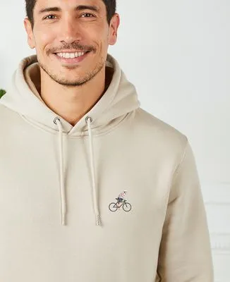 Sweatshirt homme Cycliste blanc et rouge (brodé)