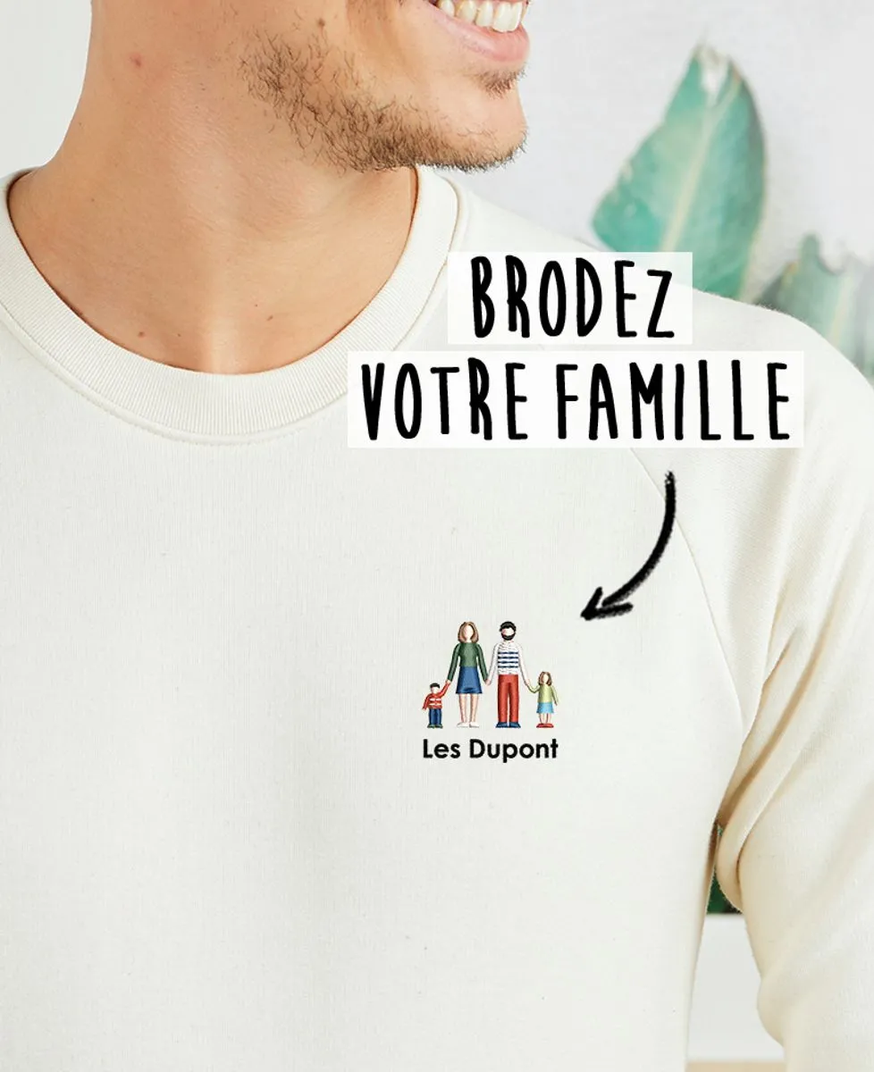 Sweatshirt homme Famille brodé personnalisé