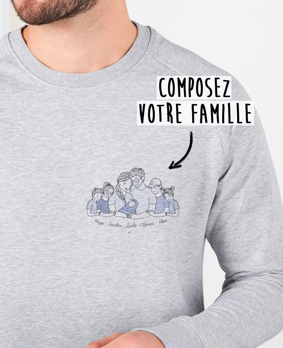 Sweatshirt homme Famille illustrée personnalisé