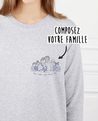 Sweatshirt homme Famille illustrée personnalisé