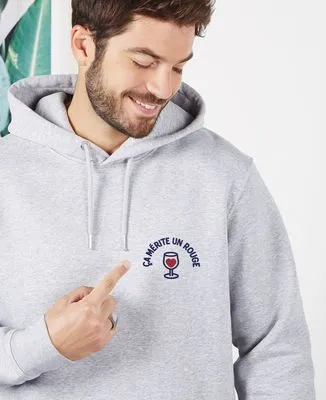 Sweatshirt homme Ça mérite un rouge (brodé)