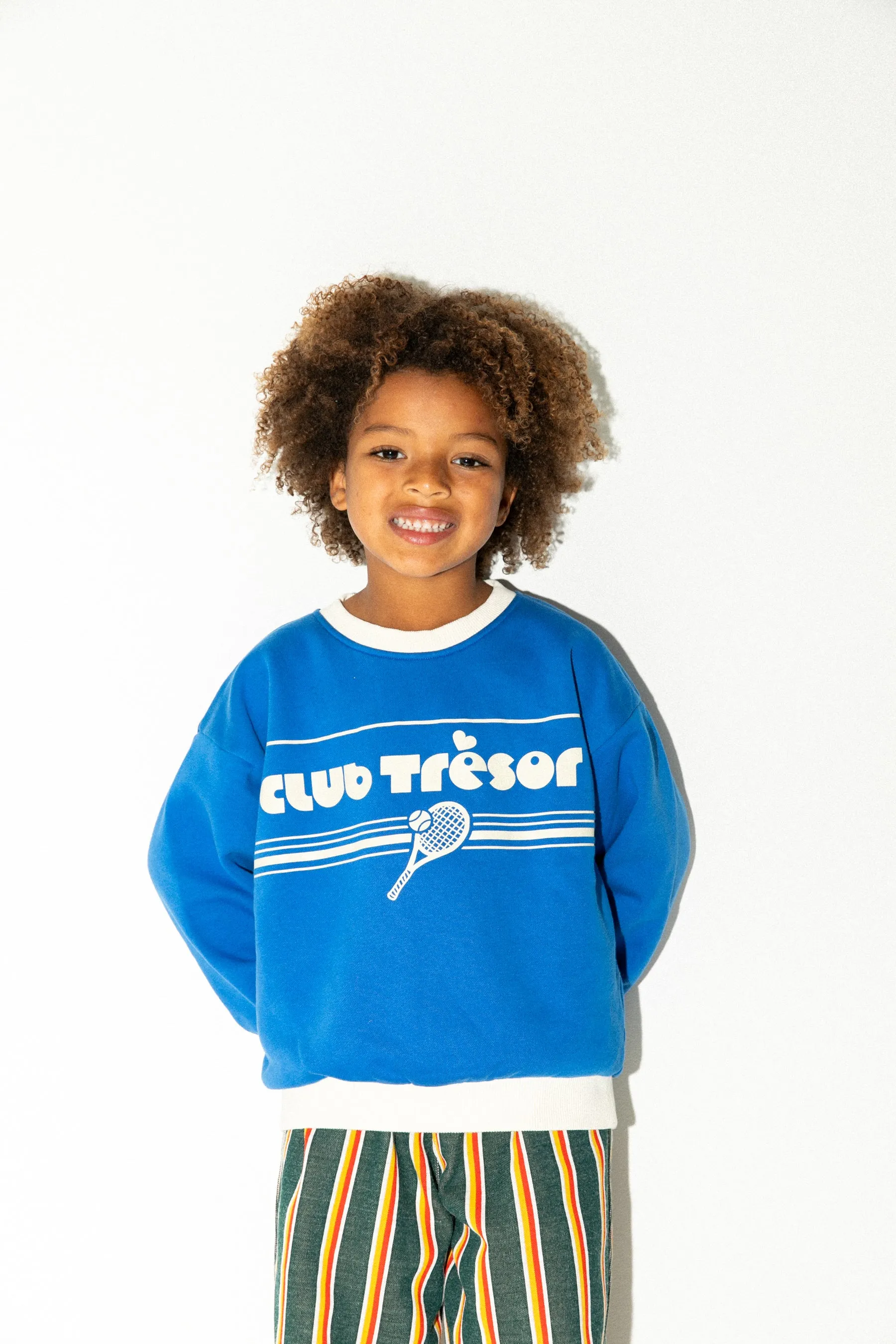 Sweatshirt Tennis bleu roi et crème