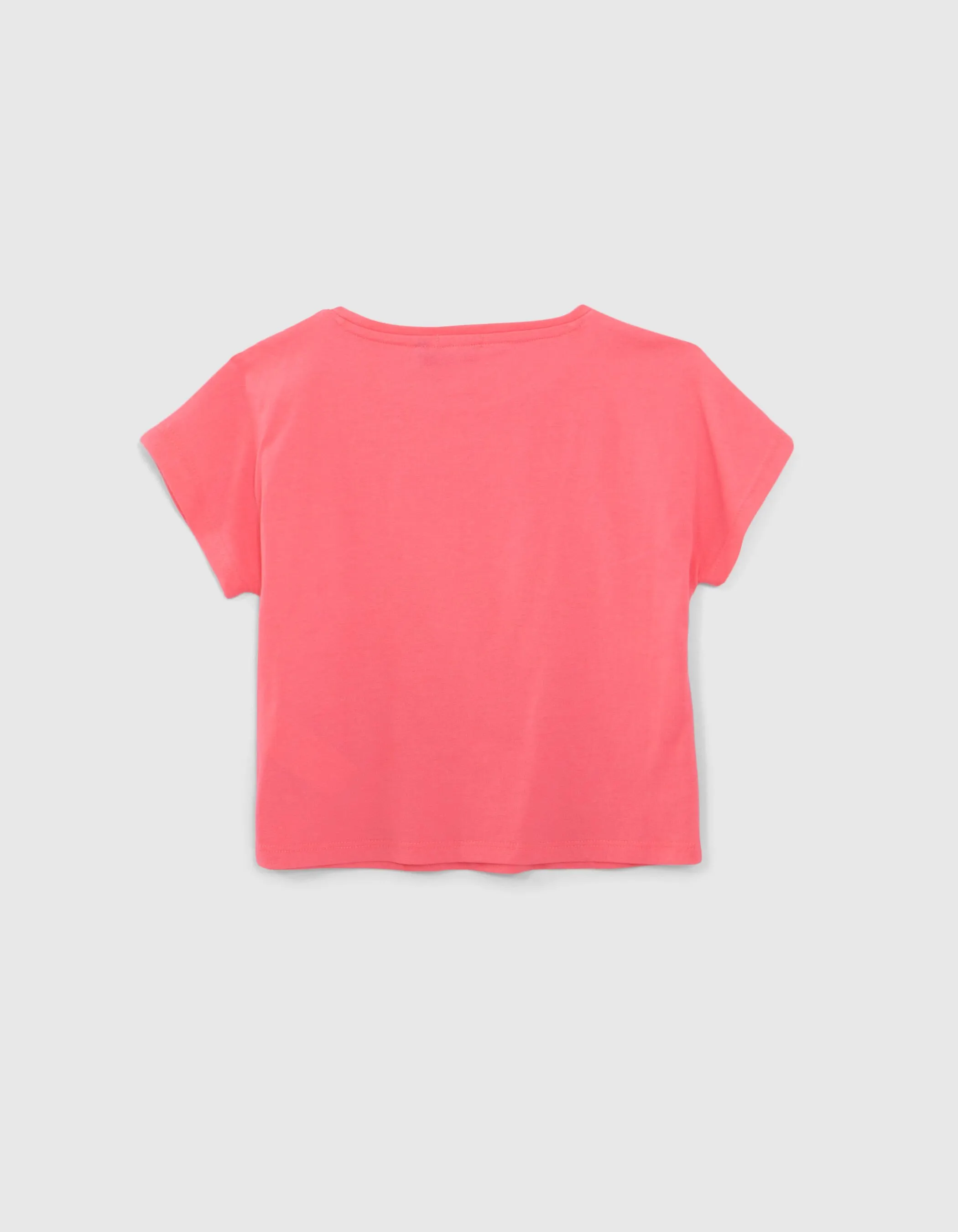 T-shirt 2-en-1 rose fluo et débardeur blanc fille