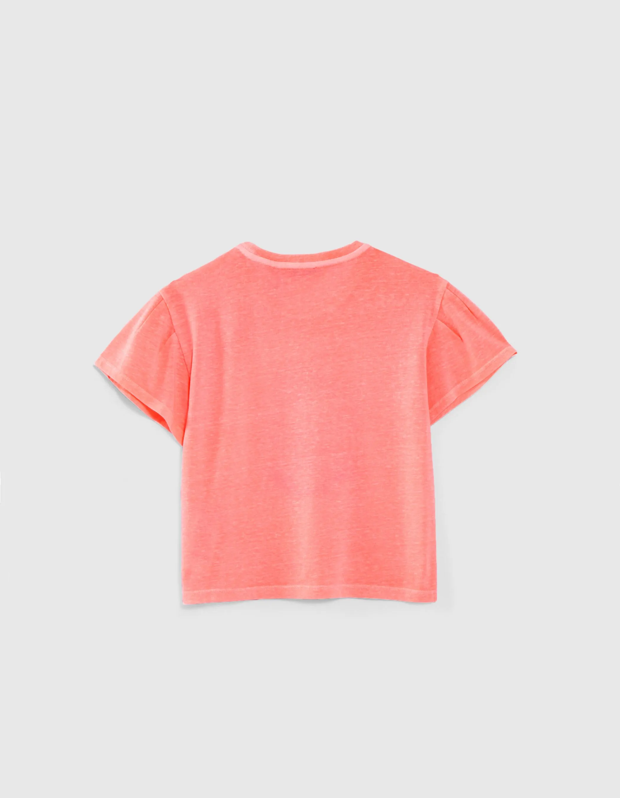 T-shirt rose fluo visuel ananas brodé fille