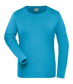 T-shirt workwear BIO manches longues - Femme - JN1803 - bleu turquoise