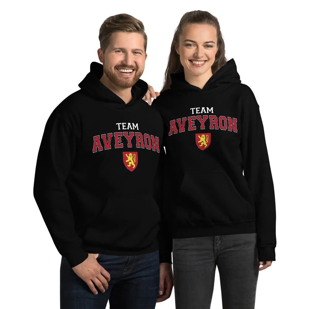 Team Aveyron avec blason et écriture universitaire - Sweat à capuche