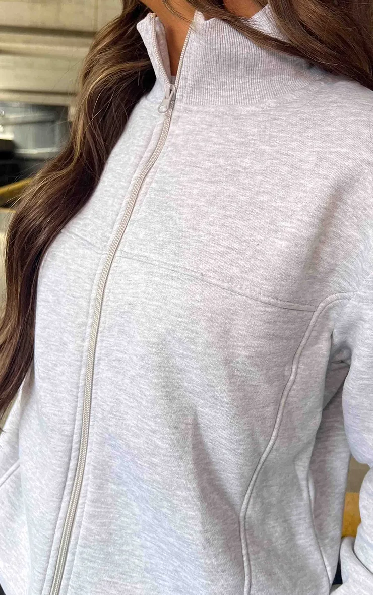 Top de jogging gris cendré à coutures et détail zip